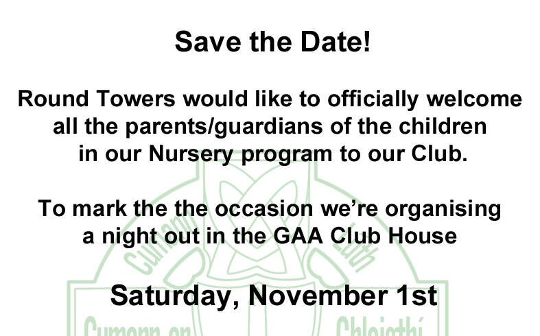 Welcome night for new members, parents and guardians from the Nursery – November 1st
