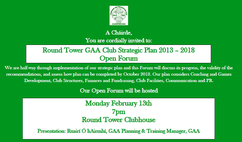 Strategic Plan Open Forum, Monday 13th February