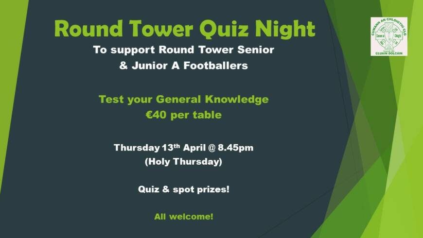 Quiz Night this Thursday – Senior & Junior Footballers