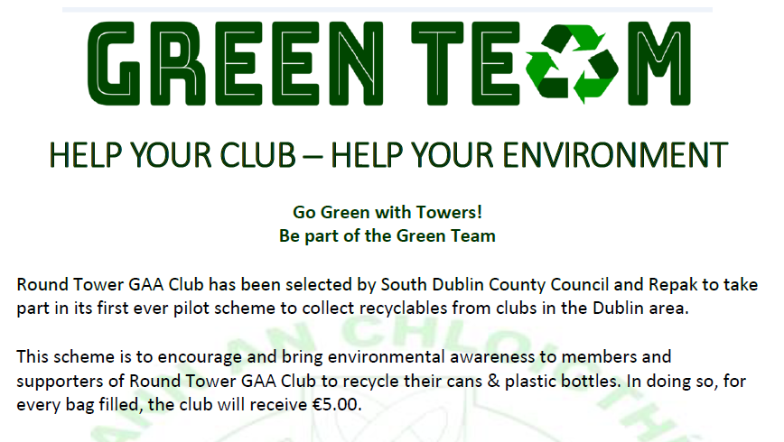 Towers Goes Green! Help Your Club – Help Your Environment