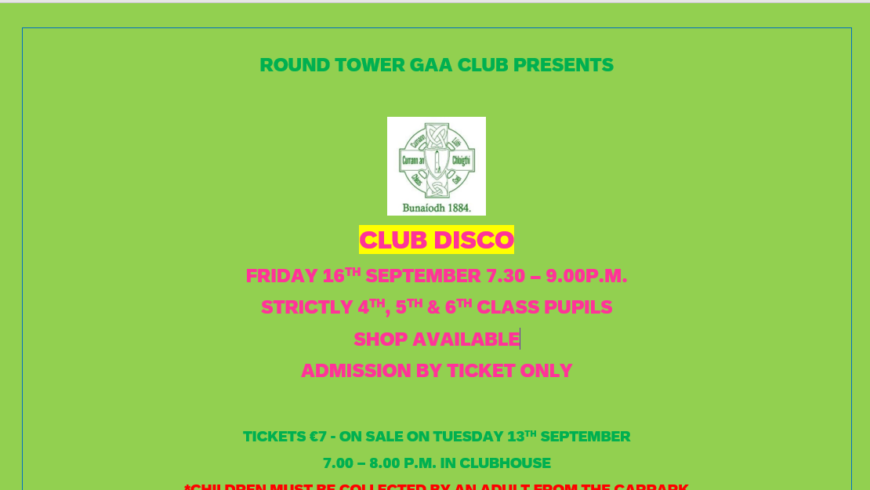 Summer may be over but our Club Disco is back !