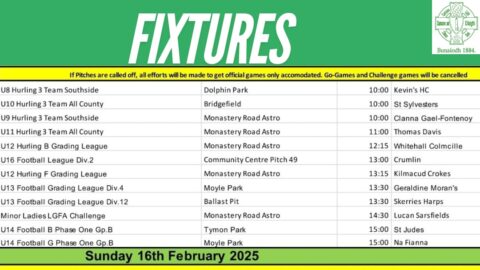 Fixtures for 15th/16th February ** Update with pitch changes